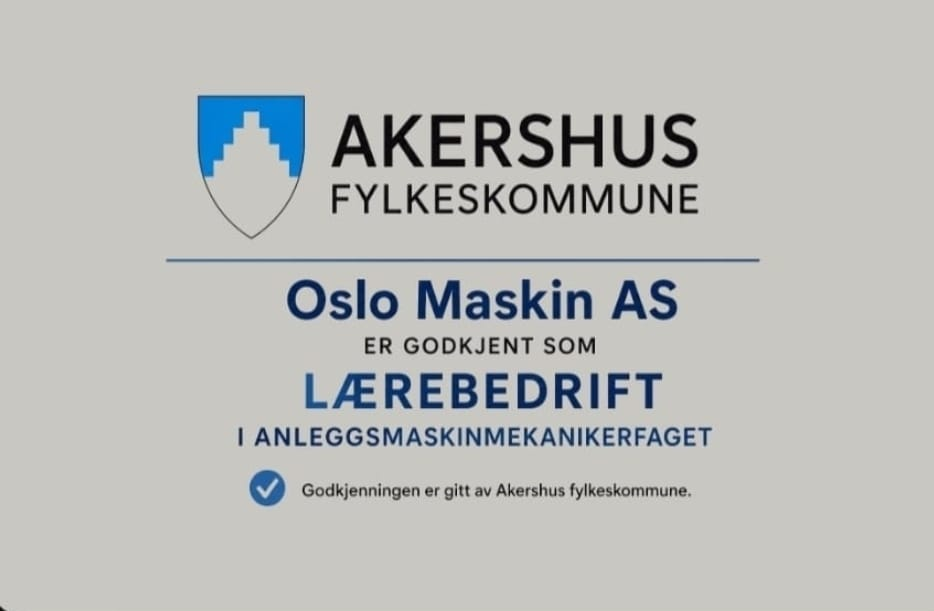Oslo Maskin AS godkjent som lærebedrift, Akershus fylkeskommune