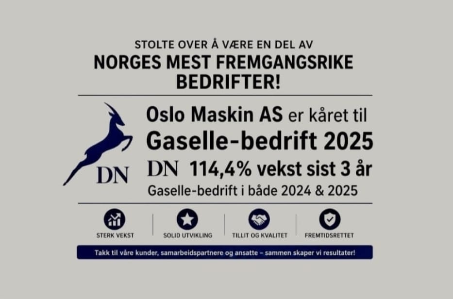 Oslo Maskin AS kåret til Gaselle-bedrift 2025